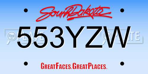 553YZW South Dakota License Plate