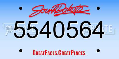 5540564 South Dakota License Plate