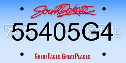 55405G4 South Dakota License Plate