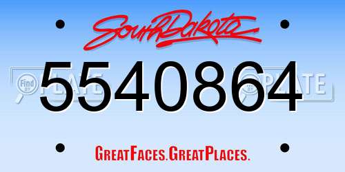 5540864 South Dakota License Plate