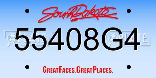 55408G4 South Dakota License Plate