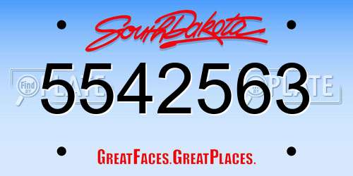 5542563 South Dakota License Plate