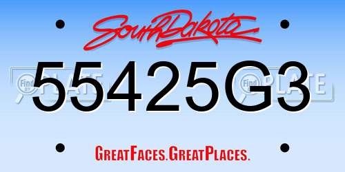 55425G3 South Dakota License Plate