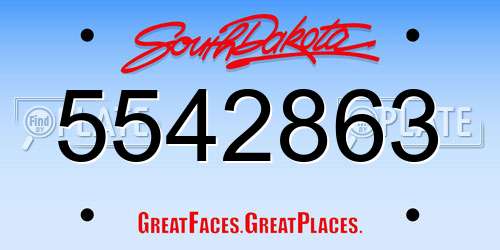 5542863 South Dakota License Plate