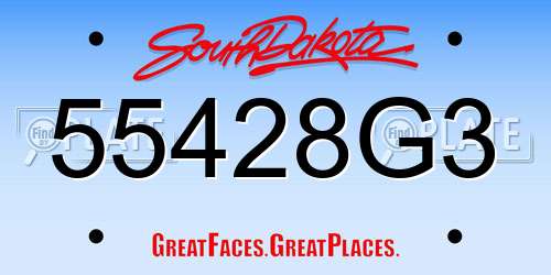 55428G3 South Dakota License Plate