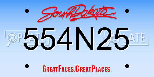 554N25 South Dakota License Plate