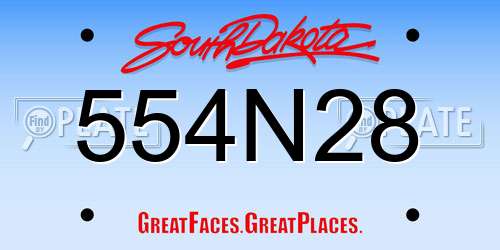 554N28 South Dakota License Plate