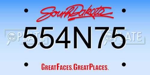 554N75 South Dakota License Plate