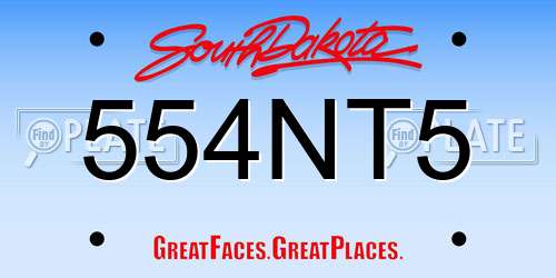 554NT5 South Dakota License Plate