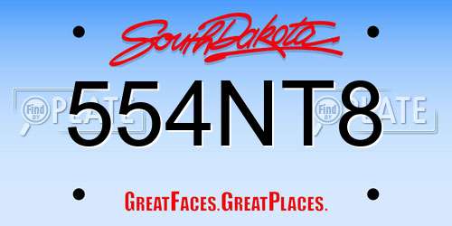 554NT8 South Dakota License Plate