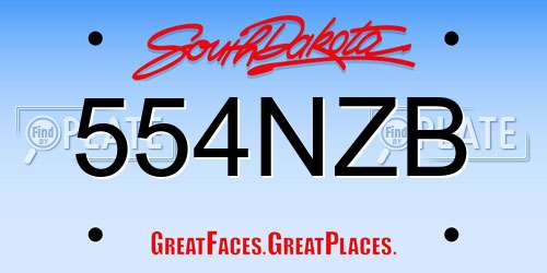 554NZB South Dakota License Plate