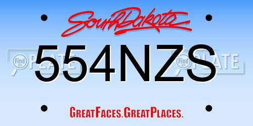 554NZS South Dakota License Plate