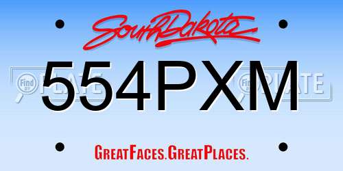 554PXM South Dakota License Plate