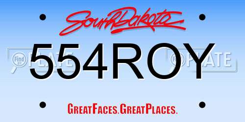 554ROY South Dakota License Plate