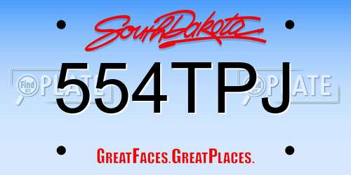 554TPJ South Dakota License Plate