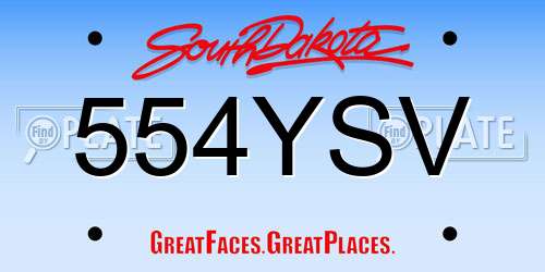 554YSV South Dakota License Plate