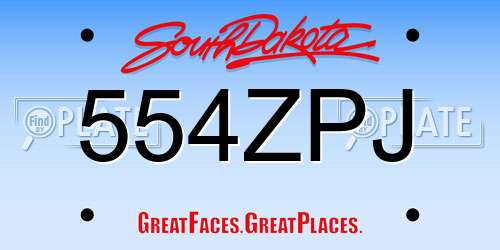 554ZPJ South Dakota License Plate