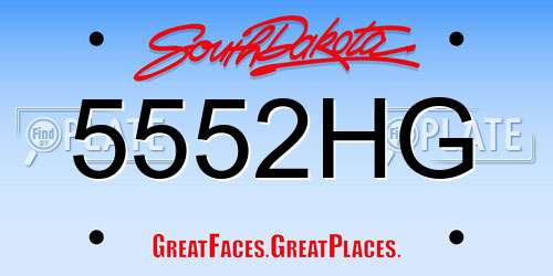 5552HG South Dakota License Plate