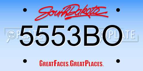 5553BO South Dakota License Plate