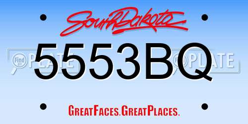 5553BQ South Dakota License Plate
