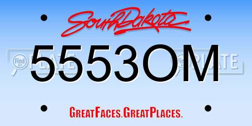 5553OM South Dakota License Plate