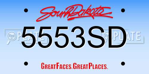 5553SD South Dakota License Plate