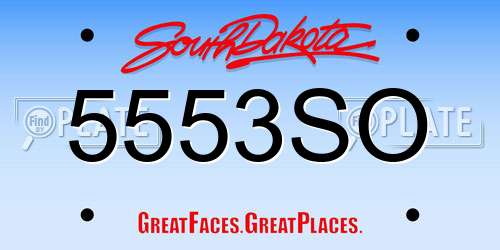 5553SO South Dakota License Plate