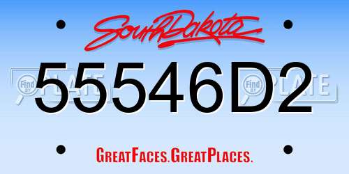 55546D2 South Dakota License Plate