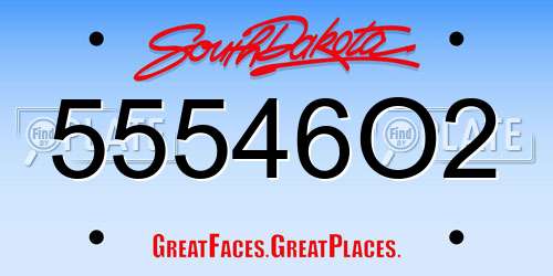 55546O2 South Dakota License Plate