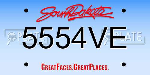 5554VE South Dakota License Plate
