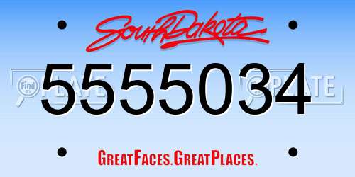 5555034 South Dakota License Plate