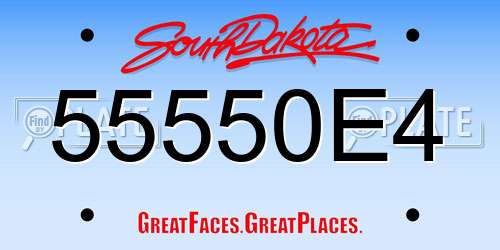 55550E4 South Dakota License Plate