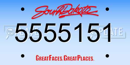 5555151 South Dakota License Plate