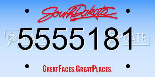 5555181 South Dakota License Plate