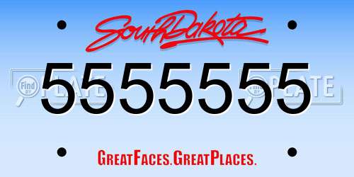 5555555 South Dakota License Plate