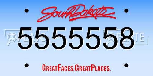 5555558 South Dakota License Plate