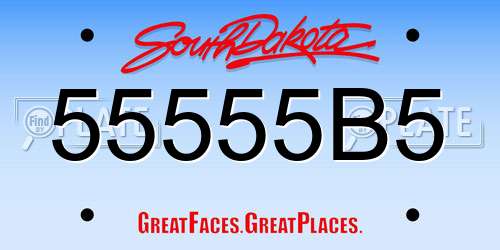 55555B5 South Dakota License Plate