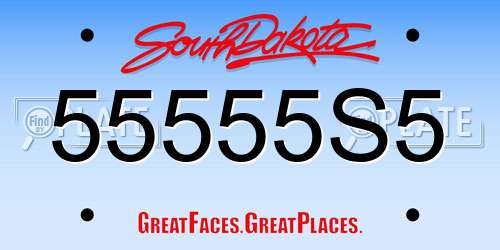 55555S5 South Dakota License Plate