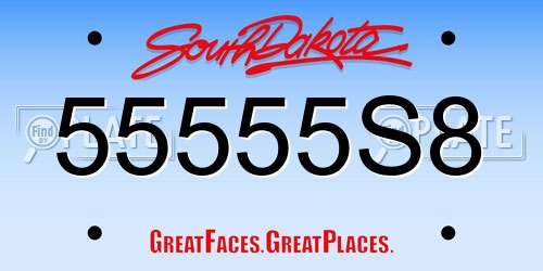 55555S8 South Dakota License Plate