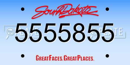 5555855 South Dakota License Plate