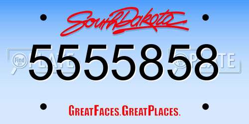 5555858 South Dakota License Plate