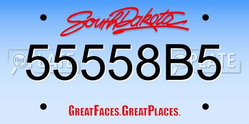 55558B5 South Dakota License Plate