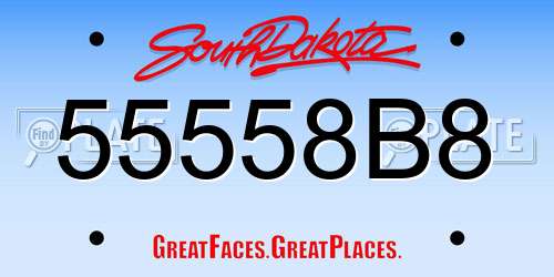 55558B8 South Dakota License Plate