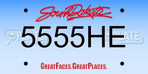 5555HE South Dakota License Plate