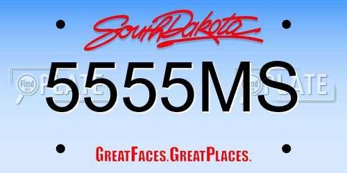 5555MS South Dakota License Plate