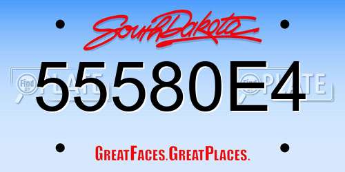 55580E4 South Dakota License Plate