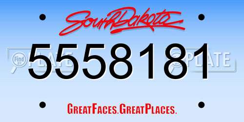5558181 South Dakota License Plate