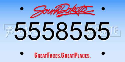 5558555 South Dakota License Plate