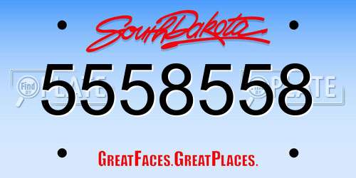5558558 South Dakota License Plate
