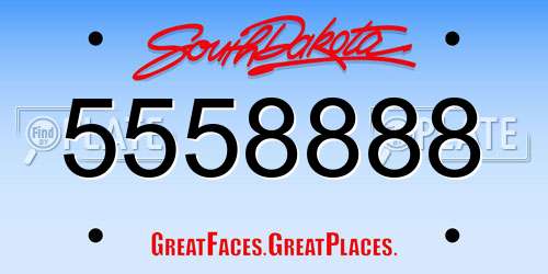 5558888 South Dakota License Plate